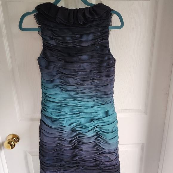 Adrianna Papell Blue Sheath Mini Dress Sleeveless Scoop Neck - Picture 2 of 8